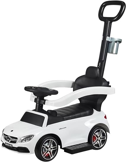 Mercedes C63 3 in 1 Push Car with Cup Holder | White