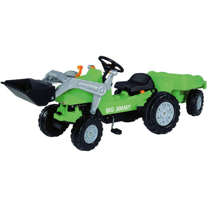 BIG Jimmy Green Loader with Trailer - Kids Pedal Tractor Ride-on Toy