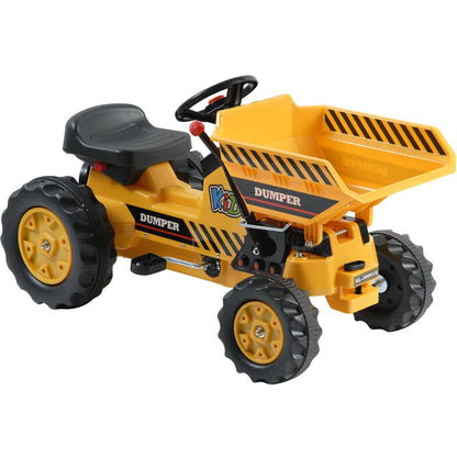 Kalee Kids Pedal Dump Tractor with Working Bucket - Yellow Ride-On Toy