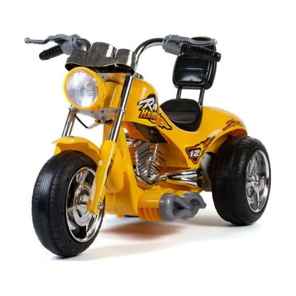 Mini Moto Red Hawk 12V Kids Ride-On Motorcycle - Yellow 3-Wheel Trike